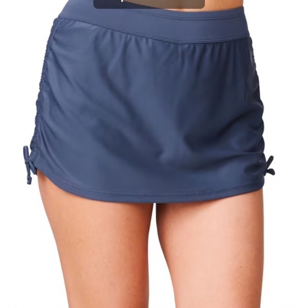 Free Country Womens Navy Side Shirred Swim Skirt UPF 50 XL SRLSS4401 NEW